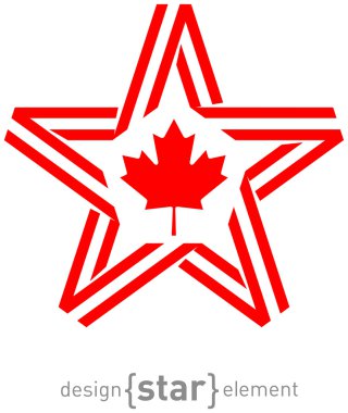 tek renkli yıldız bayrağı ile Kanada renk ve simge tasarım öğesi