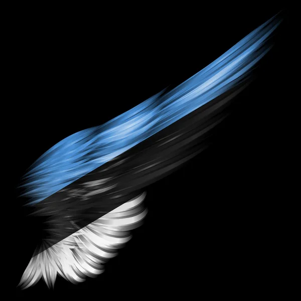 Flag of Estonia on Abstract wing with black background — Stock Photo, Image