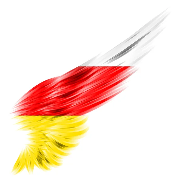 Vlag van Zuid-Ossetië op abstracte vleugel met witte achtergrond — Stockfoto