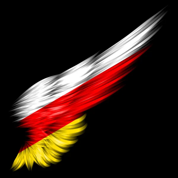 South Ossetia Flag on Abstract wing with black background — Stock Photo, Image