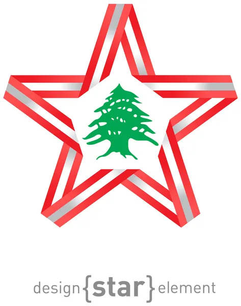 Star with Lebanon flag colors and symbols raster design element — Stock Photo, Image