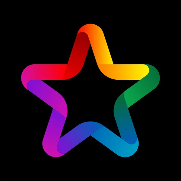 Colorful Star from ribbon on black background — Stock Photo, Image