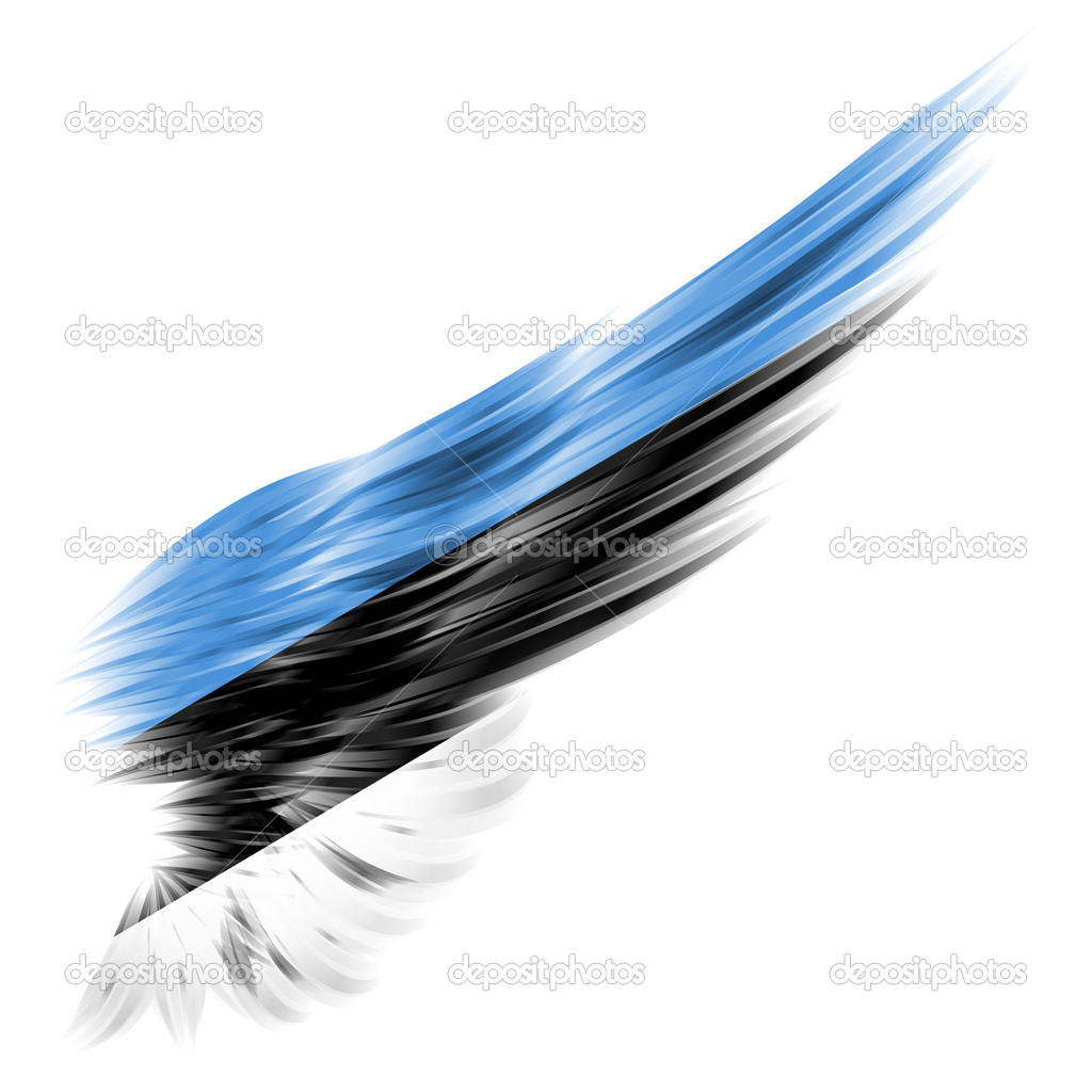 Flag of Estonia on Abstract wing with white background