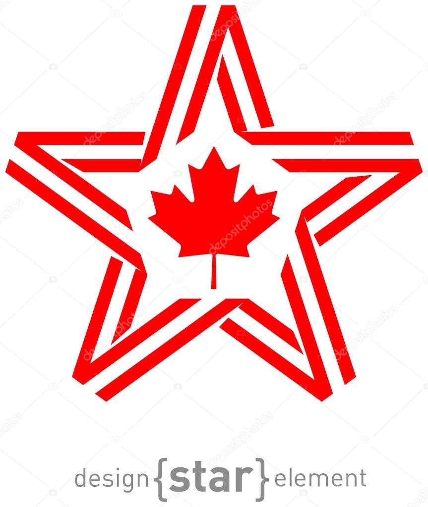 Monochrome star with flag Canada color and symbol design element