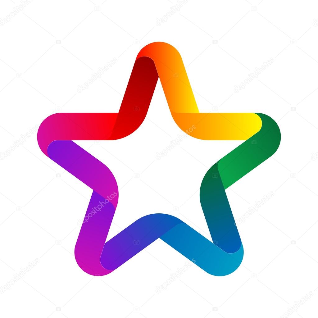 colorful Star from ribbon on white background