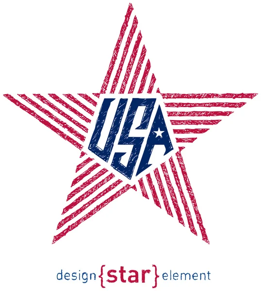 Hand Draw stella con elementi bandiera americana — Foto Stock