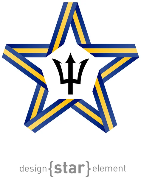 Star with flag of Barbados colors and symbols design element — Stock Photo, Image