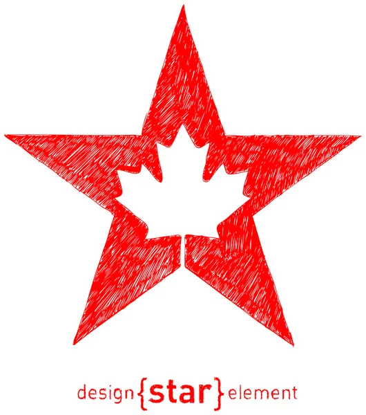Mano dibujar estrella con hoja de arce canadiense — Foto de Stock