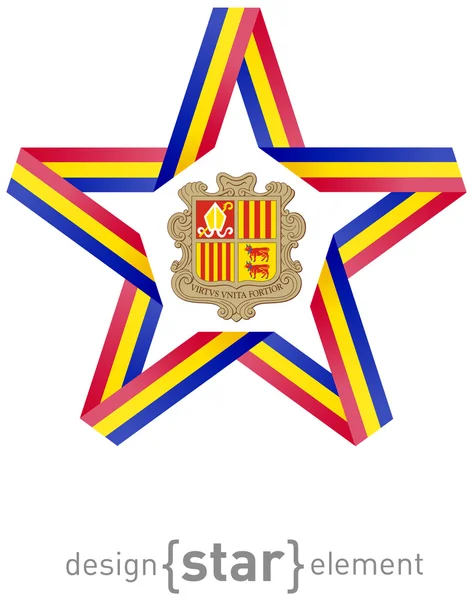 Star with Andorra flag colors and symbols design element — Stock Photo, Image