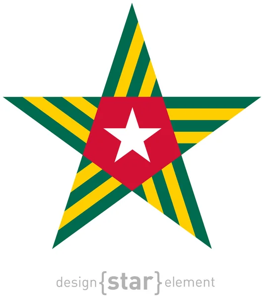 Star with Togo flag colors and symbols design element — Stock Photo, Image