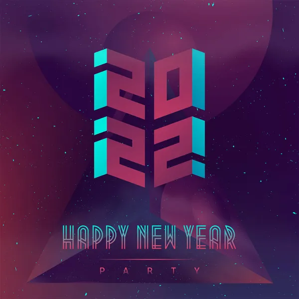 Happy New Year 2022 Party Futuristic Design Poster Abstract Elements — Stock Vector