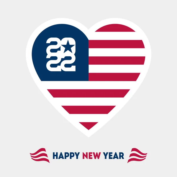 Nytt Gratulationskort Med Den Amerikanska Flaggan Form Ett Hjärta 2022 — Stock vektor