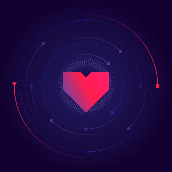 Illustrazione Vettoriale Icona Del Cuore Neon — Vettoriale Stock