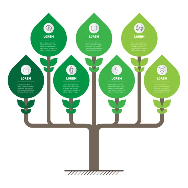 Albero Linea Temporale Delle Tendenze Concetto Aziendale Con Passaggi Infografica — Vettoriale Stock