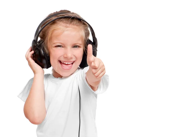 Girl with headphones — Stock Photo, Image