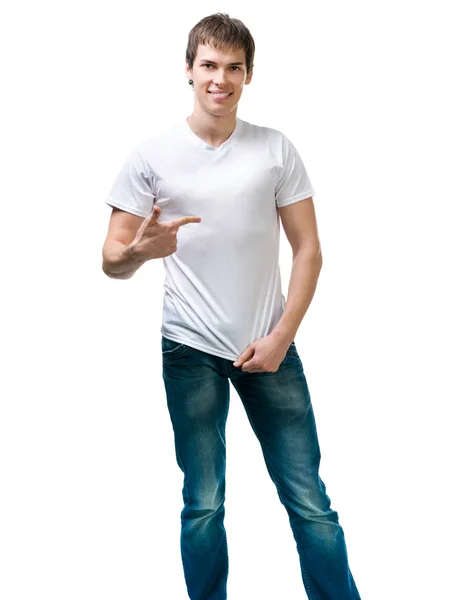 Pretty young man on white backgroun — Stock Photo, Image