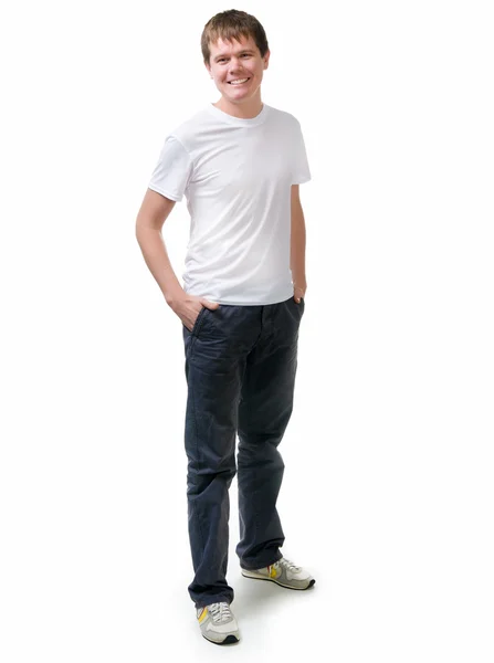 Pretty young man on white backgroun — Stock Photo, Image