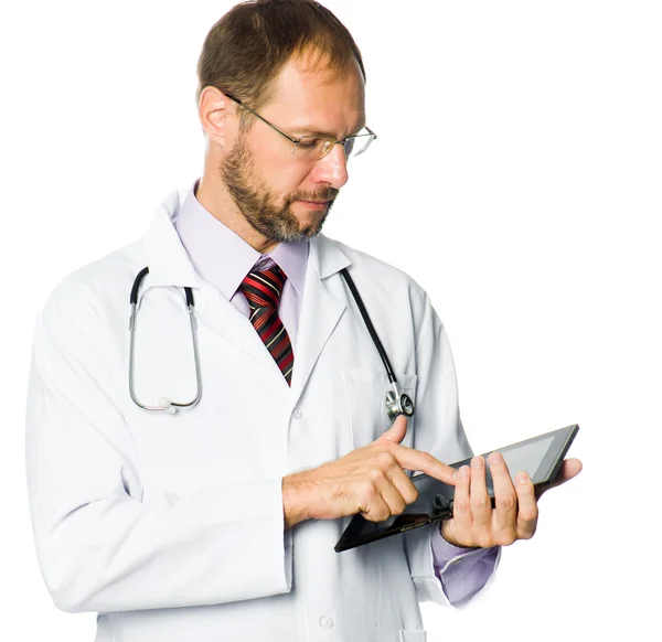 Médico segurando um tablet pc — Fotografia de Stock