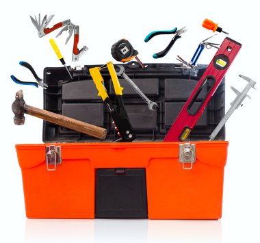Toolbox with tools clipart