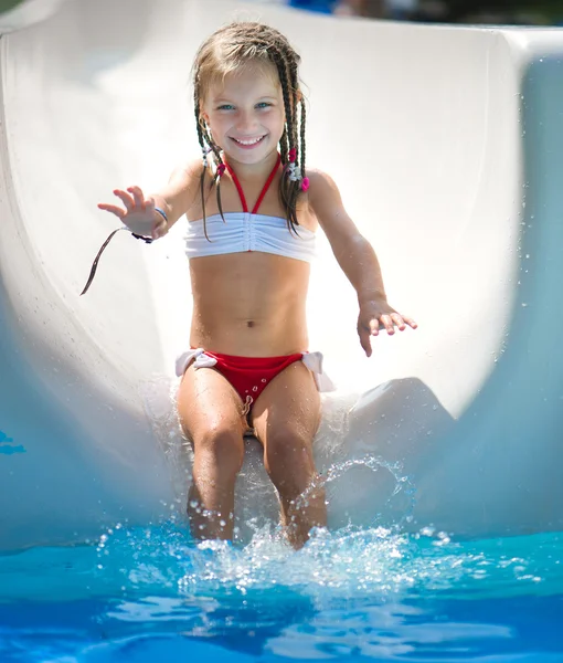 Little girl at aquapark — Stock Photo, Image