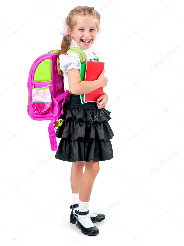 cute little girl in school uniform