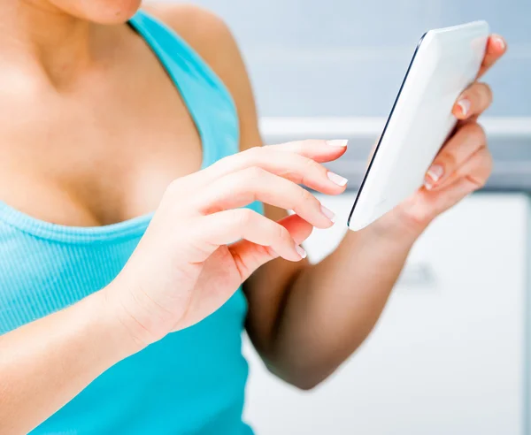 Young girl working with the tablet — Stock Photo, Image