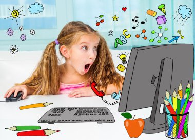 kız ve onu sihirli bilgisayar