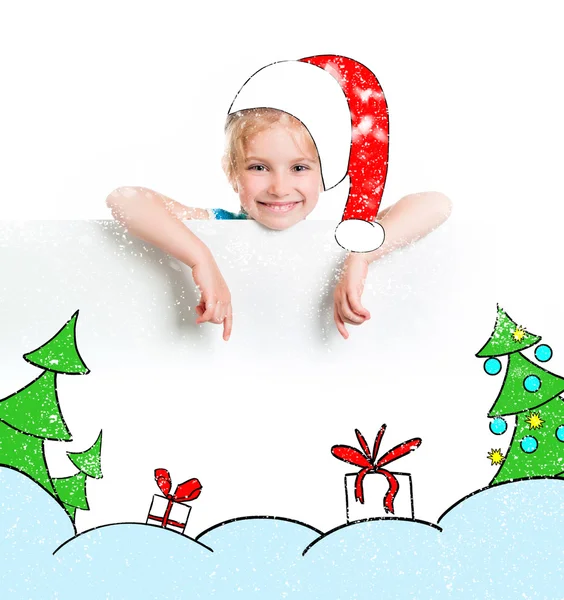 Bambina col cappello da Babbo Natale — Foto Stock