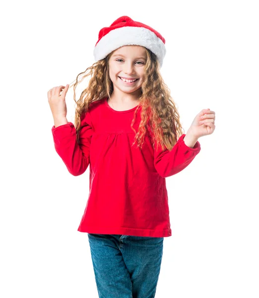 Bambina in cappello da Babbo Natale — Foto Stock