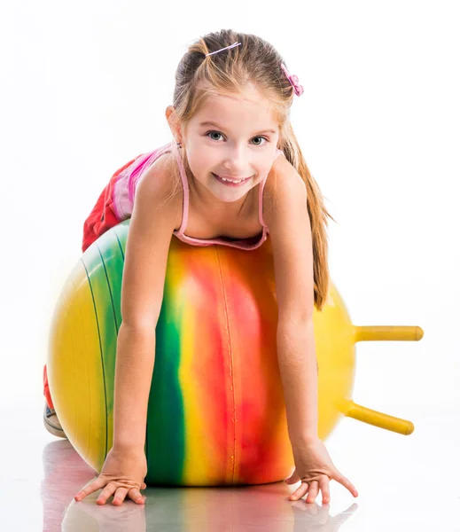 Little girl goes in for sports — Stock Photo, Image