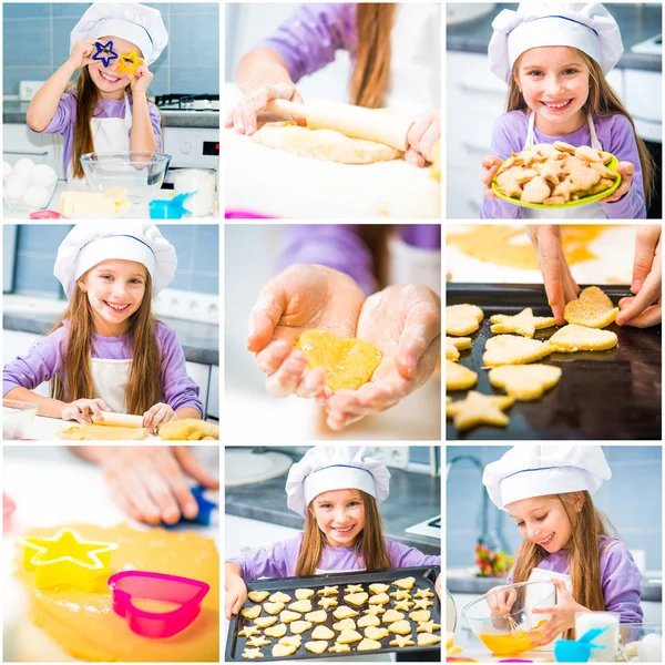少女がクッキーを準備します。 — ストック写真
