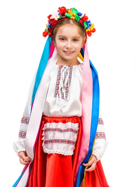 Liten flicka i ukrainska kostym — Stockfoto