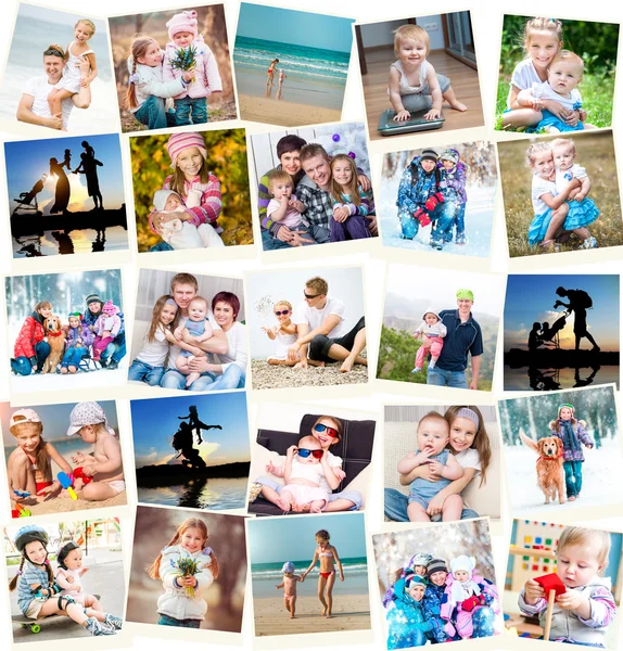 Family photos indoors and outdoors — Stock Photo, Image