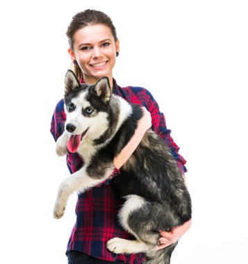 Onu köpek yavrusu husky kadınlarla