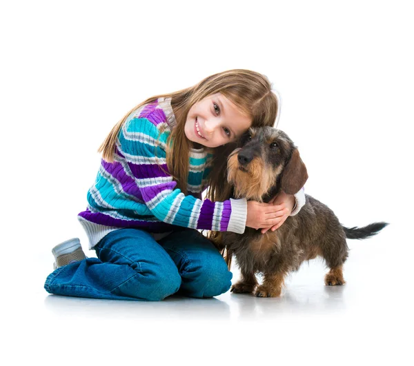 Κοριτσάκι με έναs σκύλοs — Φωτογραφία Αρχείου