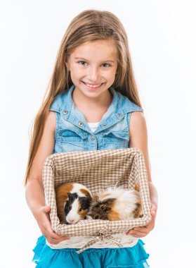 Girl with cavies clipart