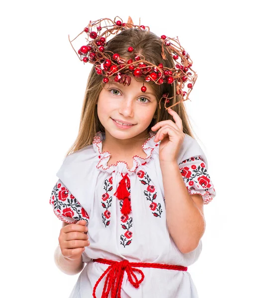 Девушка в национальном украинском костюме — стоковое фото