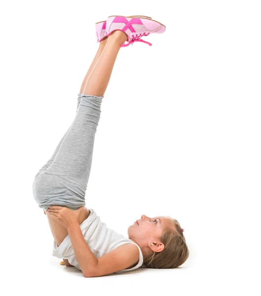 Dívka dělá cvičení — Stock fotografie