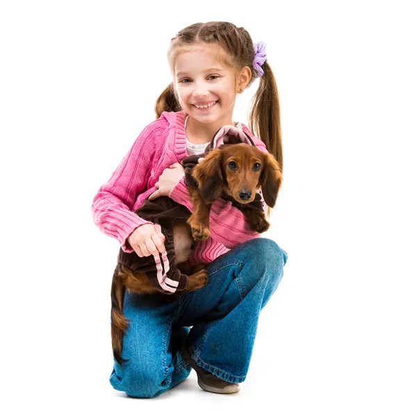 Dívka se psem — Stock fotografie