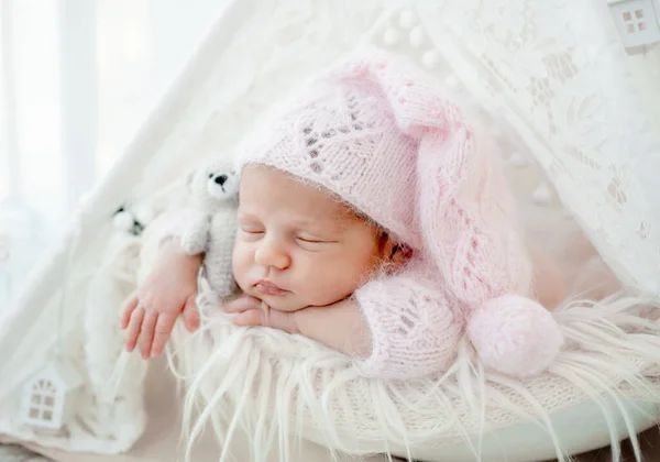 Newborn baby girl studio portrait — Stock Photo, Image