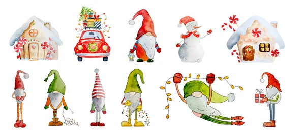 Christmas watercolor paintings — Stock Photo, Image