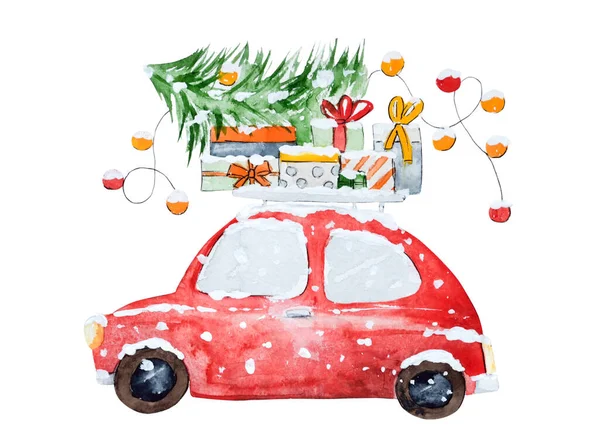 Christmas watercolor paintings — Stock Photo, Image