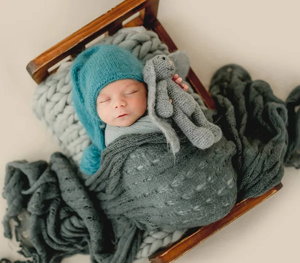 Newborn baby boy studio portrait — Stok fotoğraf