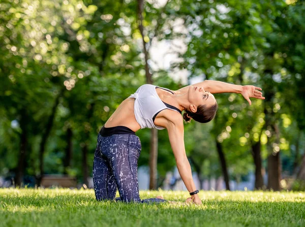 Chica haciendo yoga en la naturaleza —  Fotos de Stock