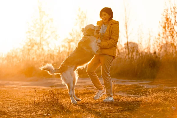 Κορίτσι με σκύλο γκόλντεν ριτρίβερ — Φωτογραφία Αρχείου