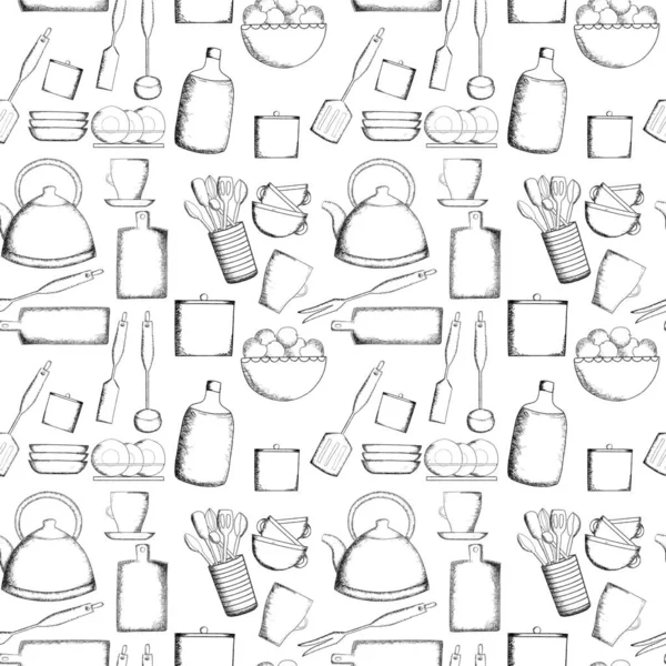 Kitchen utensils seamless pattern — Stock Photo, Image