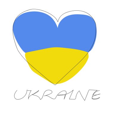 Sarı ve mavi vuruşlu kalp - Ukrayna bayrağının rengi