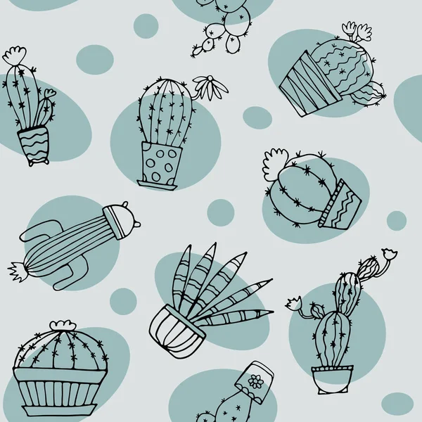 Doodle cactussen op wit — Stockvector