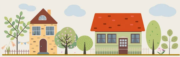 Maison avec arbres — Image vectorielle