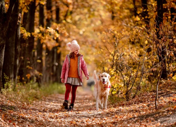 Nastoletnie dziecko i pies golden retriever — Zdjęcie stockowe